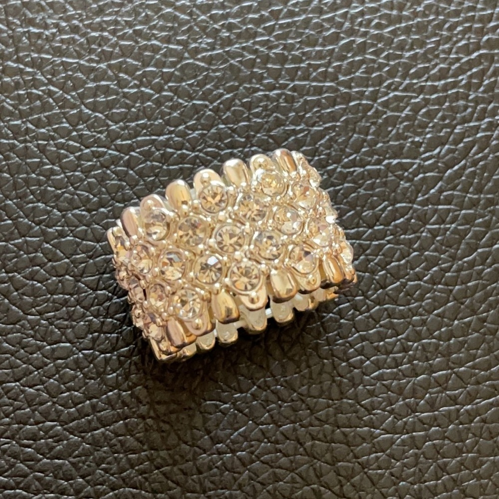 Multiple Rows Crystal Adjustable Ring silver 8 - Picture 6 of 9
